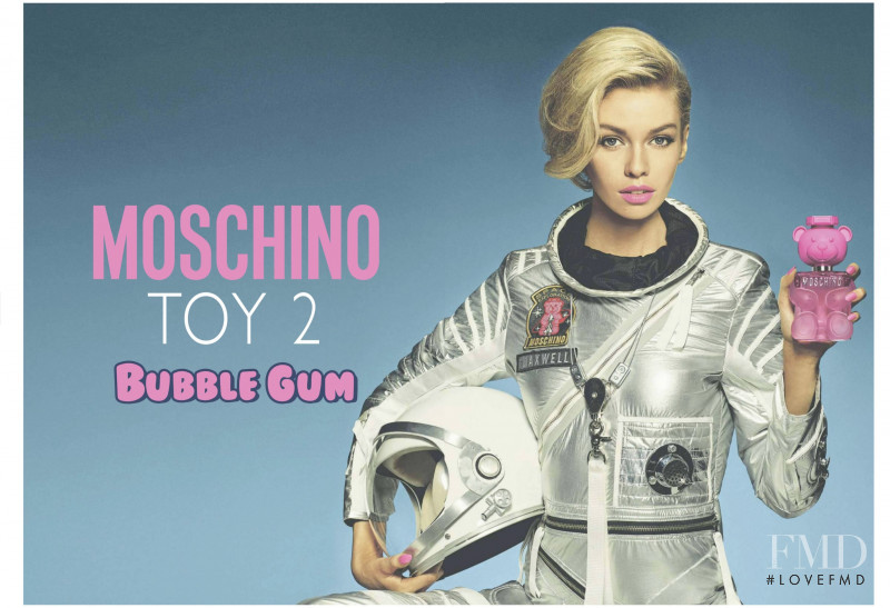 Stella Maxwell featured in  the Moschino Fragrance Toy 2 Bubble Gum advertisement for Spring/Summer 2021