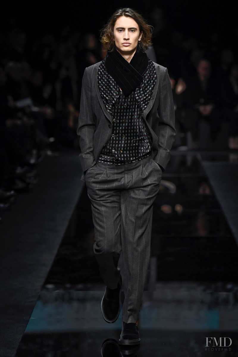 James Turlington featured in  the Giorgio Armani fashion show for Autumn/Winter 2020
