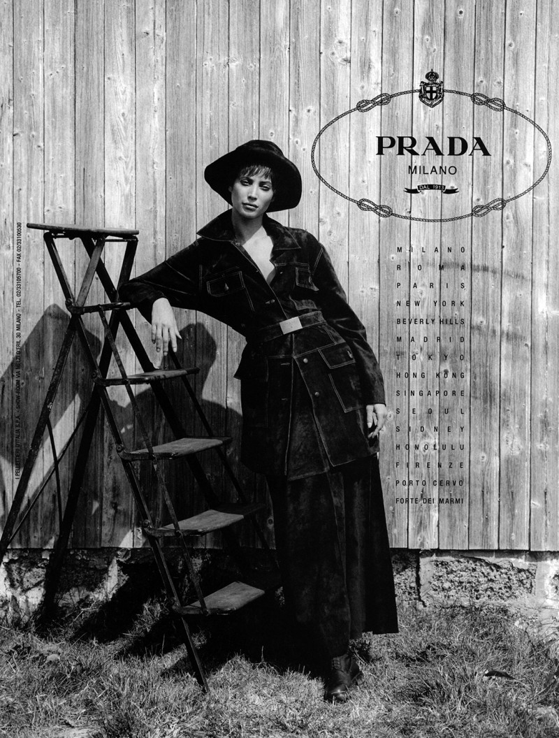 Christy Turlington featured in  the Prada advertisement for Autumn/Winter 1993