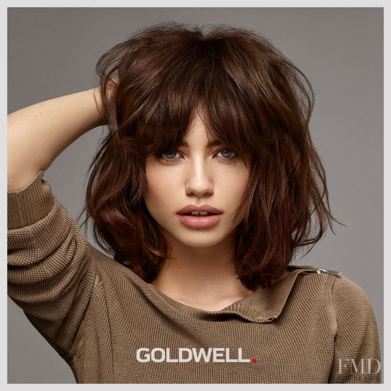 Elle Trowbridge featured in  the Goldwell Iconic Brunettes Collection advertisement for Spring/Summer 2018