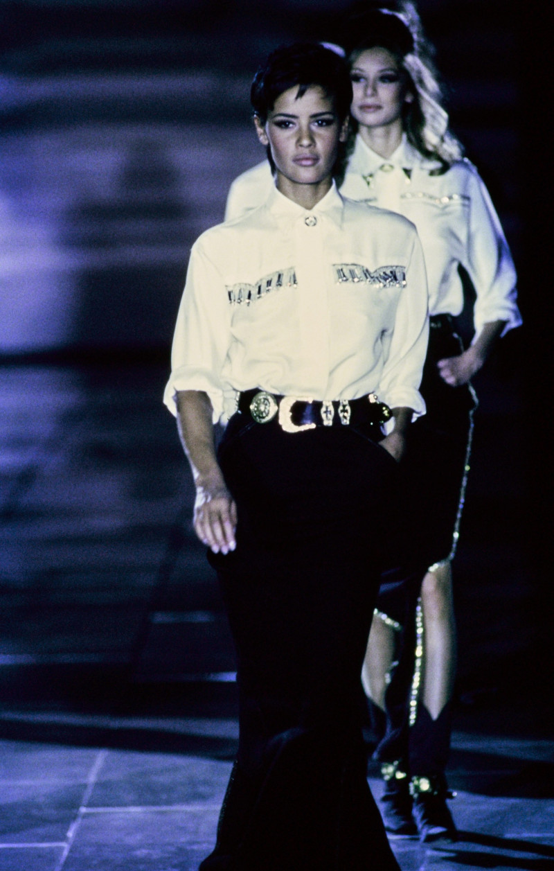 Nadege du Bospertus featured in  the Versace fashion show for Autumn/Winter 1992