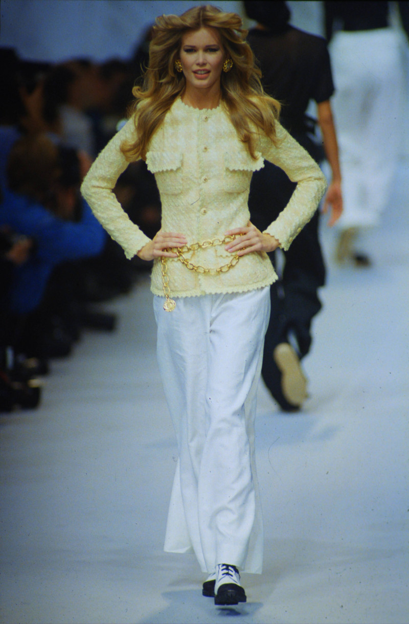 Claudia Schiffer featured in  the Chanel fashion show for Spring/Summer 1993