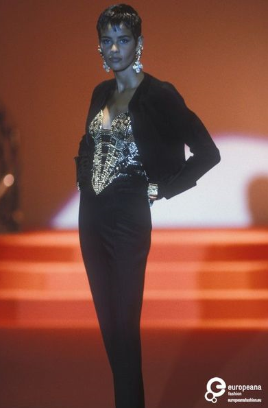 Nadege du Bospertus featured in  the Atelier Versace fashion show for Autumn/Winter 1991