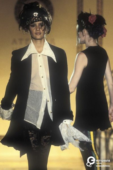 Nadege du Bospertus featured in  the Atelier Versace fashion show for Autumn/Winter 1993
