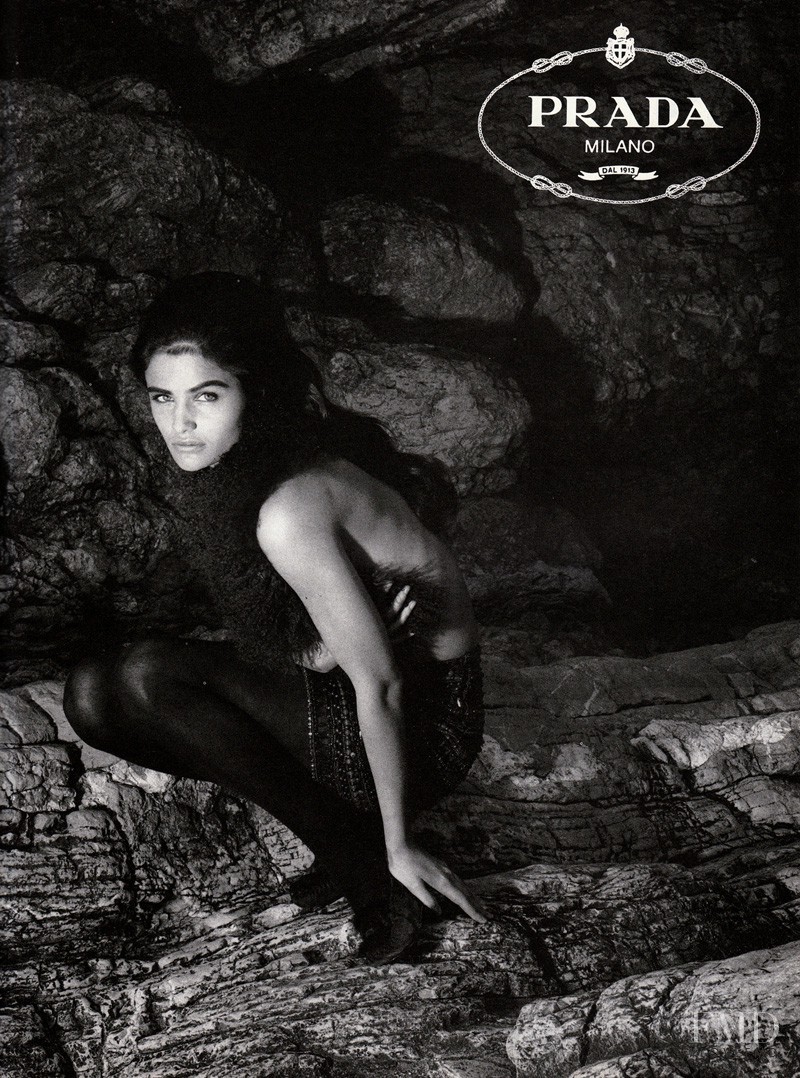 Helena Christensen featured in  the Prada advertisement for Autumn/Winter 1990