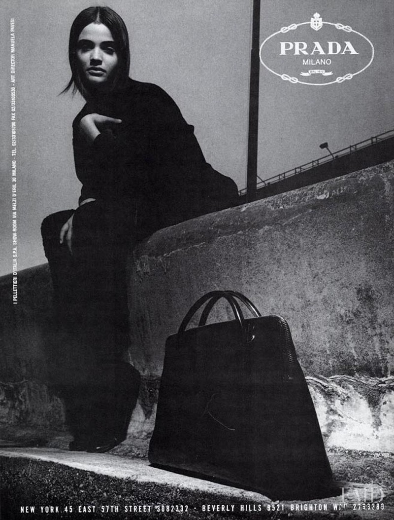 Helena Christensen featured in  the Prada advertisement for Autumn/Winter 1990