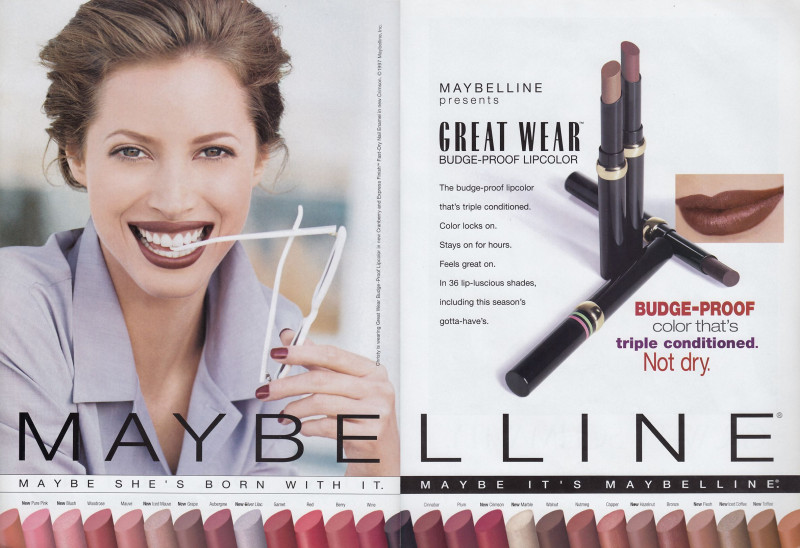 Christy Turlington featured in  the Maybelline advertisement for Autumn/Winter 1997