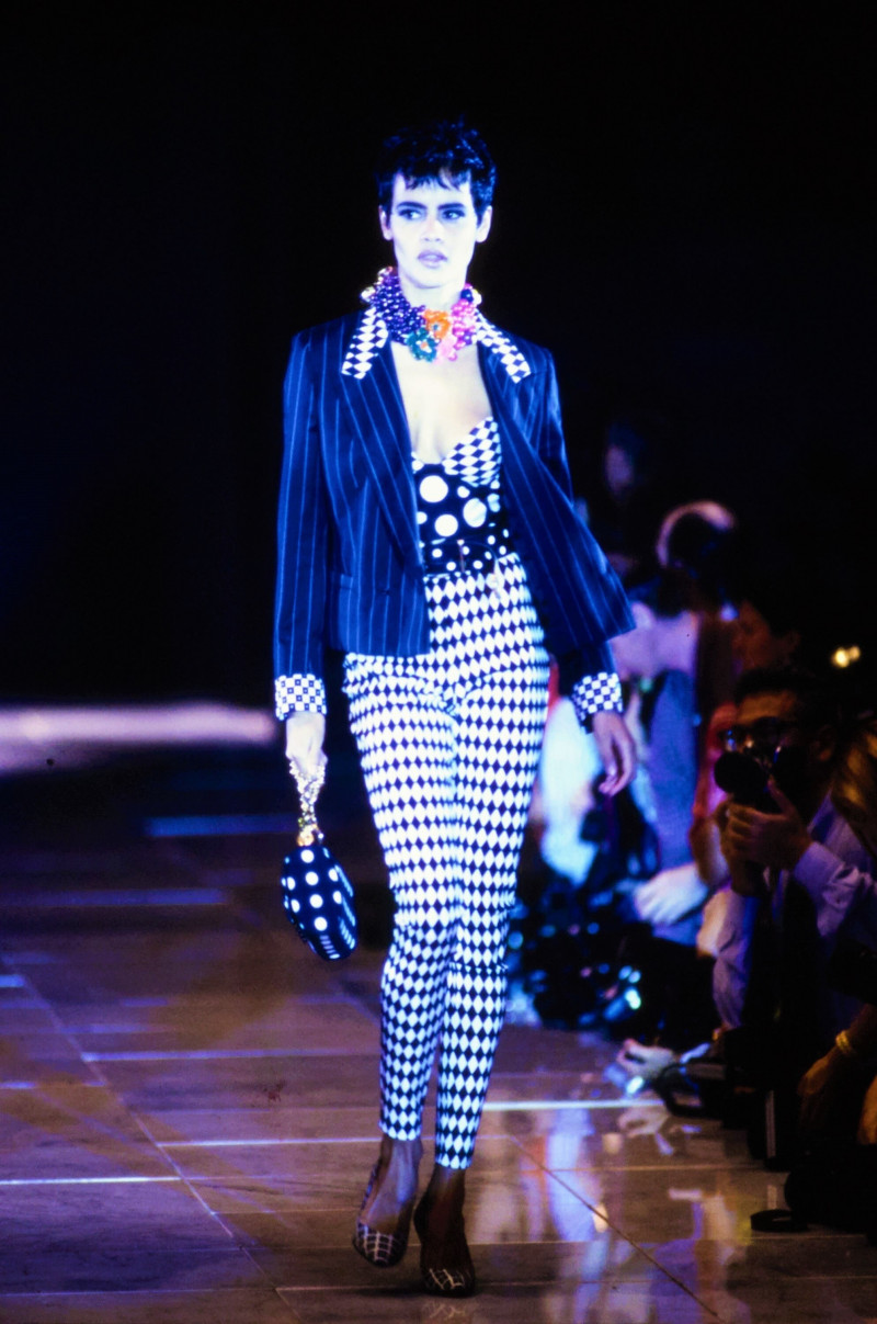 Nadege du Bospertus featured in  the Versace fashion show for Spring/Summer 1991