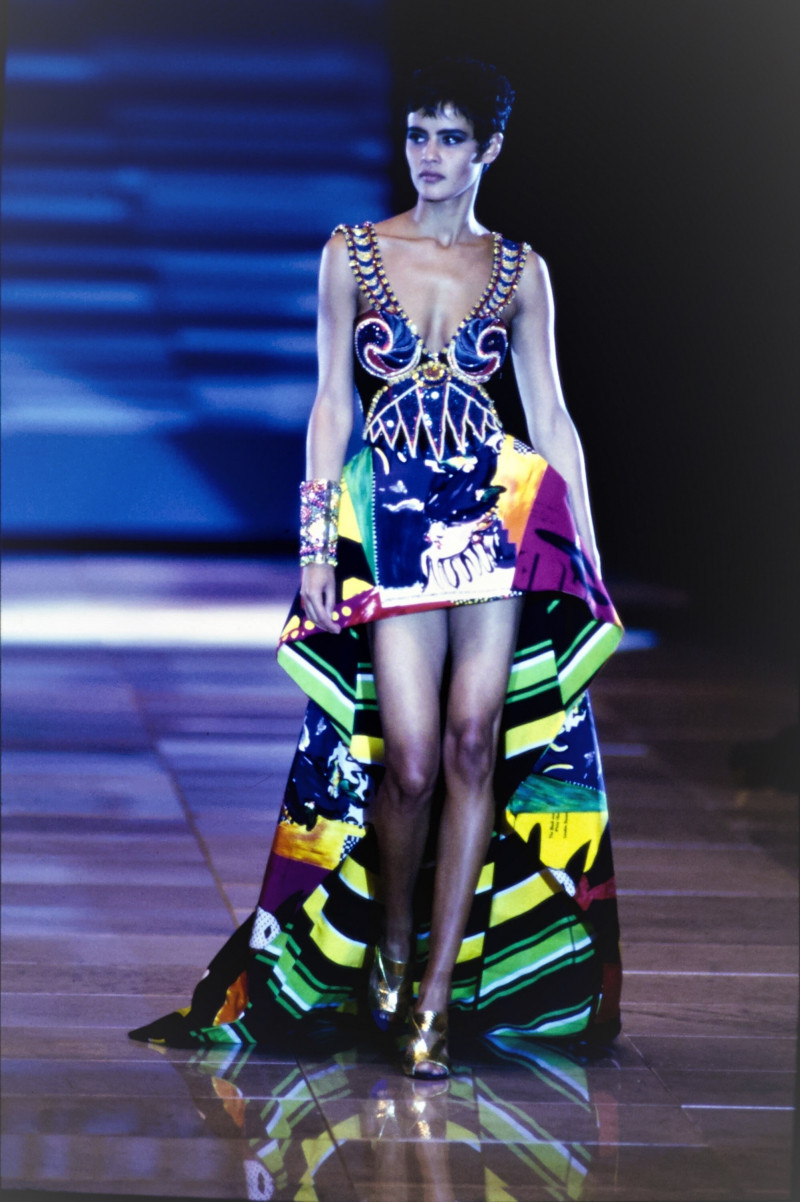 Nadege du Bospertus featured in  the Versace fashion show for Spring/Summer 1991