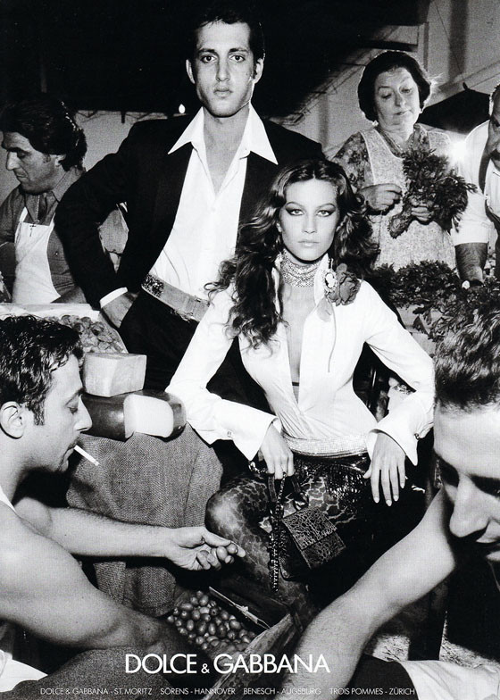 Gisele Bundchen featured in  the Dolce & Gabbana advertisement for Spring/Summer 2000