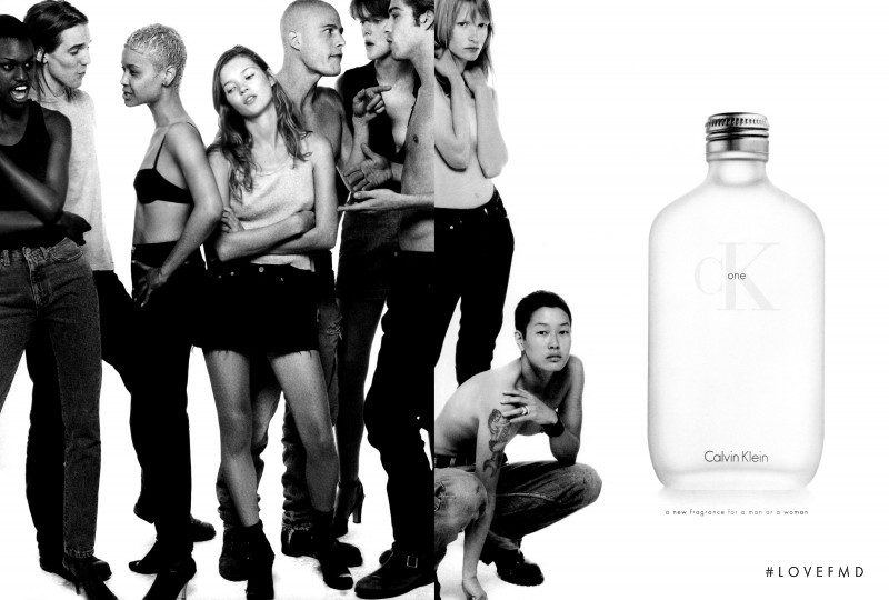 Kate Moss featured in  the Calvin Klein Fragrance CK One  advertisement for Autumn/Winter 1995