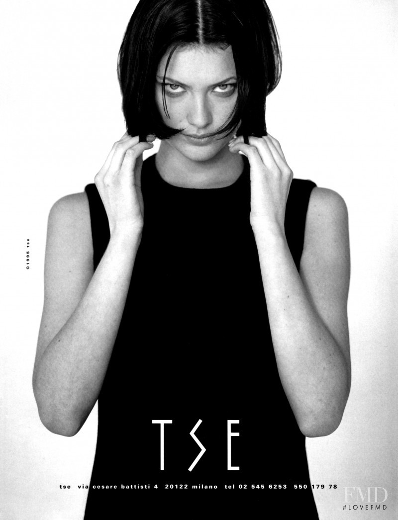 Shalom Harlow featured in  the TSE advertisement for Autumn/Winter 1995