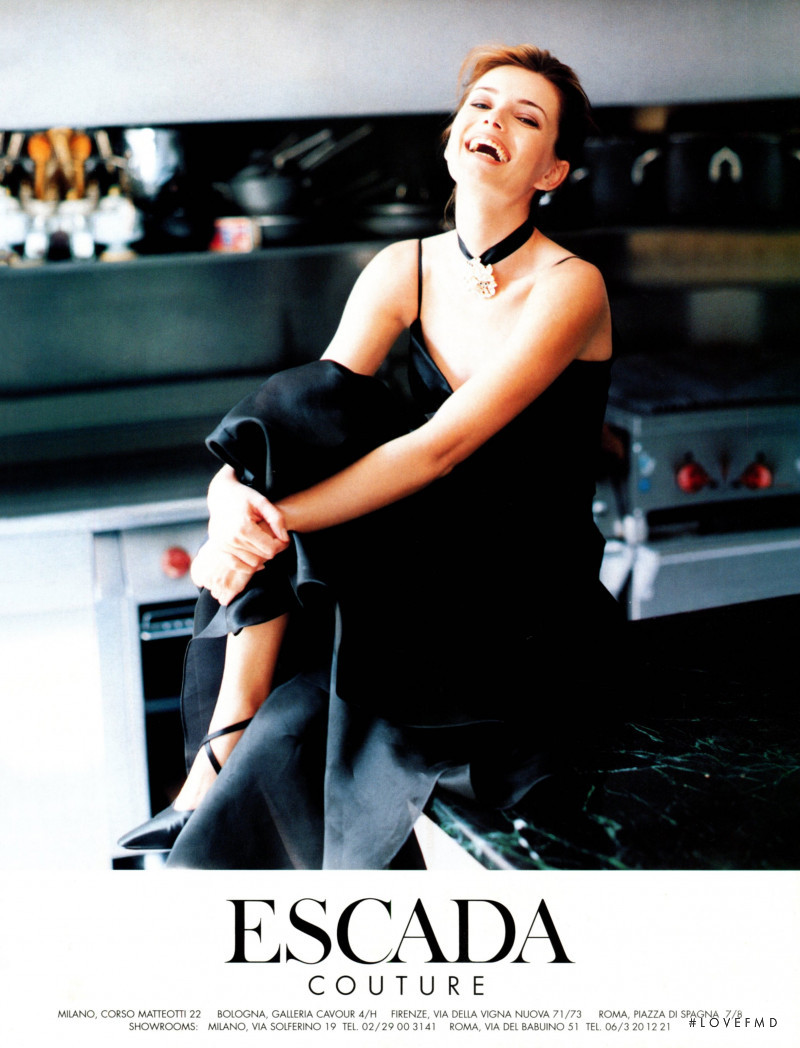 Paulina Porizkova featured in  the Escada advertisement for Autumn/Winter 1996