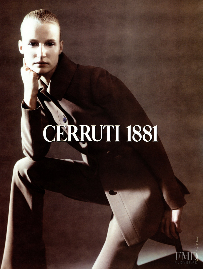 Esther de Jong featured in  the Cerruti 1881 advertisement for Autumn/Winter 1996
