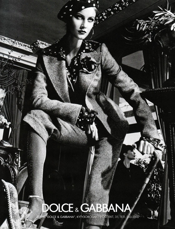 Gisele Bundchen featured in  the Dolce & Gabbana advertisement for Autumn/Winter 2000