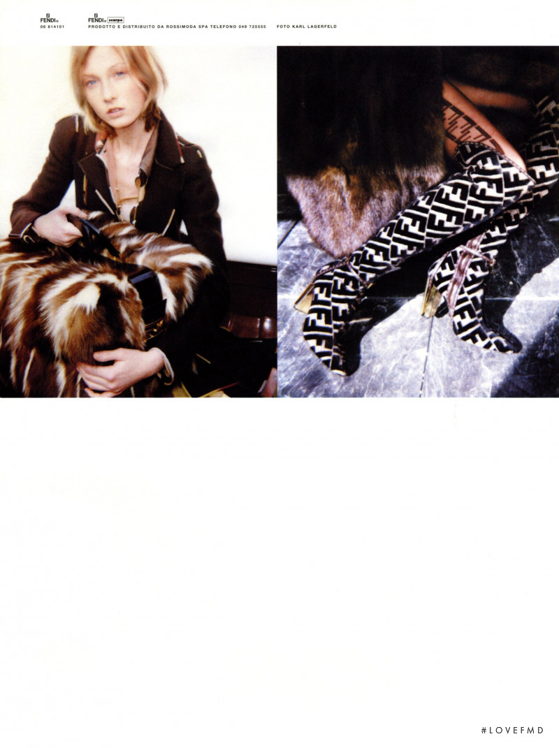 Maggie Rizer featured in  the Fendi advertisement for Autumn/Winter 2000