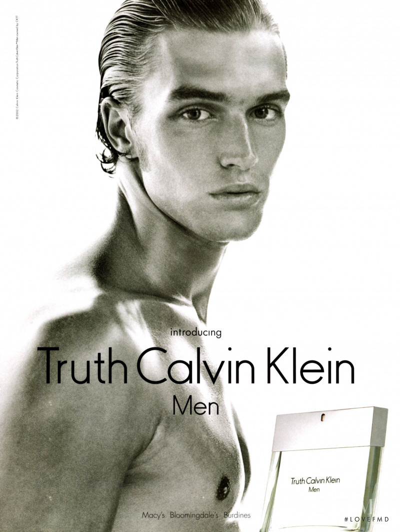 Shaun de Wet featured in  the Calvin Klein Fragrance Truth advertisement for Autumn/Winter 2002