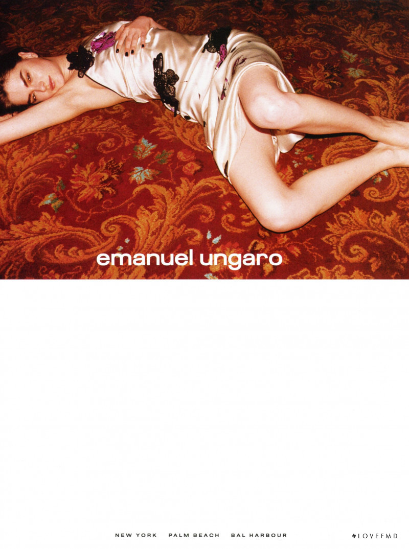 Anouck Lepère featured in  the Emanuel Ungaro advertisement for Autumn/Winter 2001