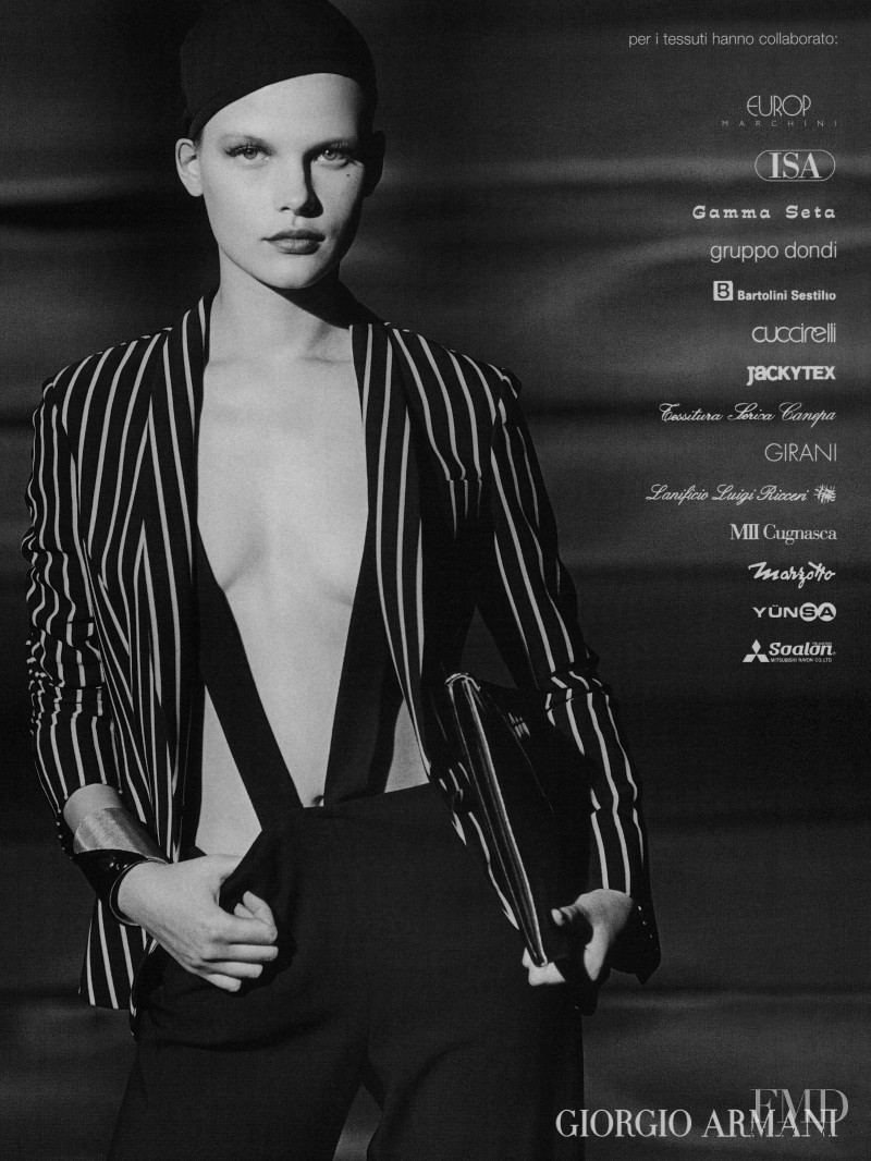 Bekah Jenkins featured in  the Giorgio Armani advertisement for Spring/Summer 2001