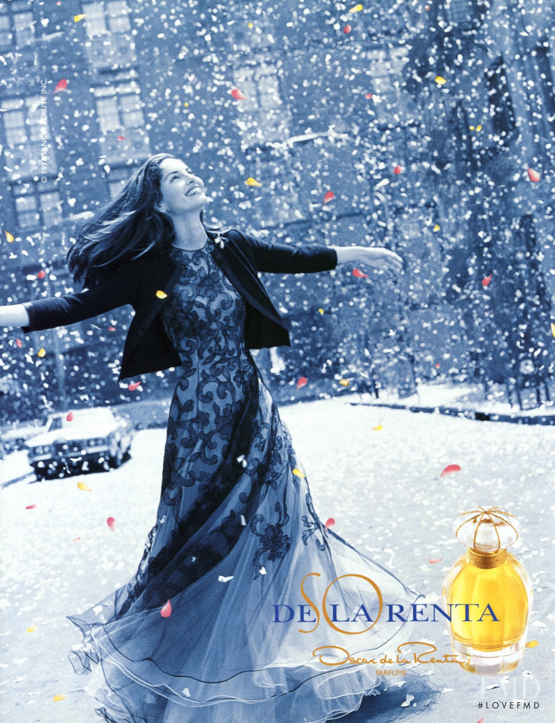 Eugenia Silva featured in  the Oscar de la Renta Parfum advertisement for Autumn/Winter 1997