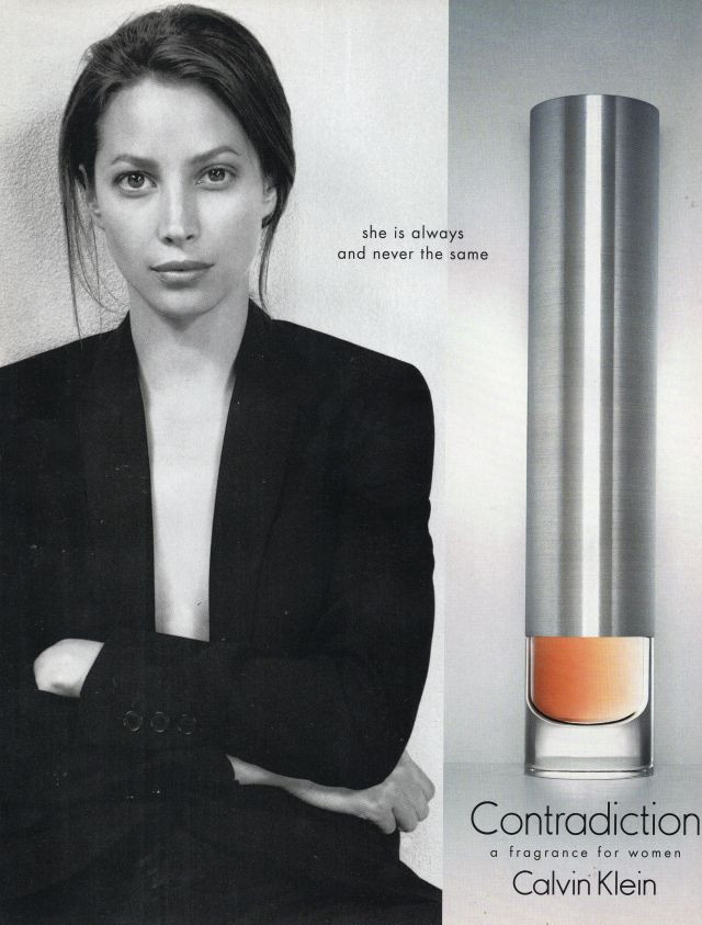 Christy Turlington featured in  the Calvin Klein Fragrance Contradiction advertisement for Spring/Summer 1998