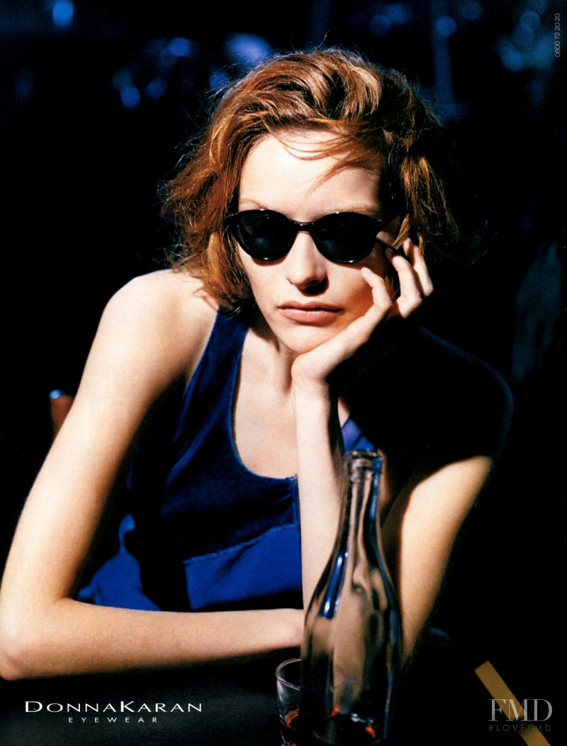 Rie Rasmussen featured in  the Donna Karan New York advertisement for Autumn/Winter 2002