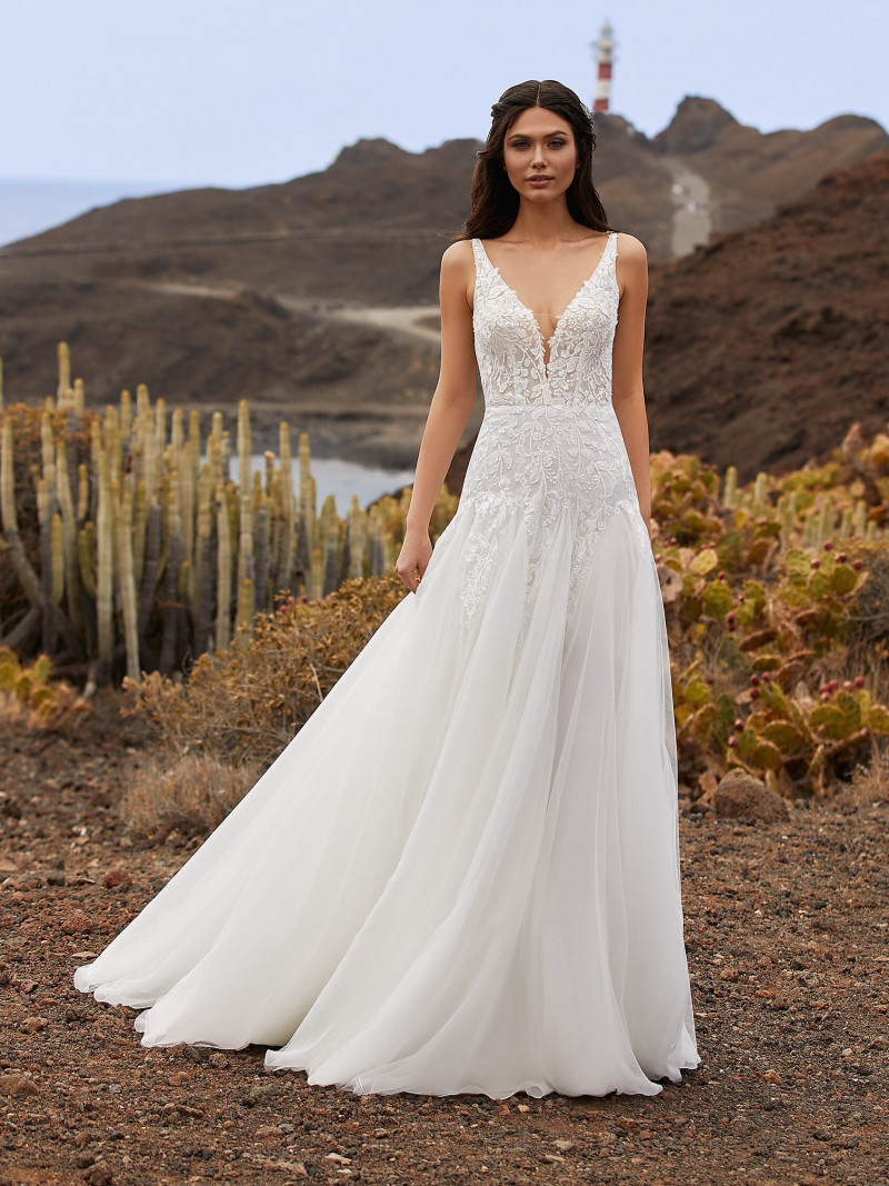 Victoria Bronova featured in  the Pronovias Première Collection II catalogue for Autumn/Winter 2020