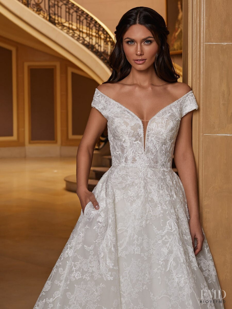 Victoria Bronova featured in  the Pronovias Première Collection II catalogue for Autumn/Winter 2020