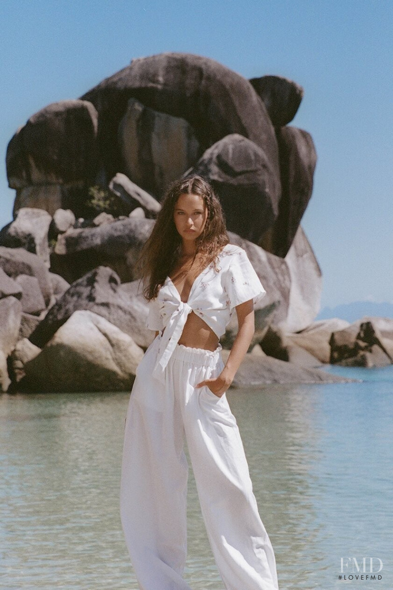 Isabelle Mathers featured in  the Turquoise Lane catalogue for Resort 2021