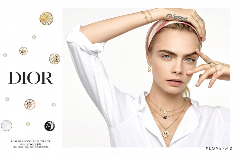 Cara Delevingne featured in  the Dior Fine Jewelery Rose Des Vents advertisement for Autumn/Winter 2021