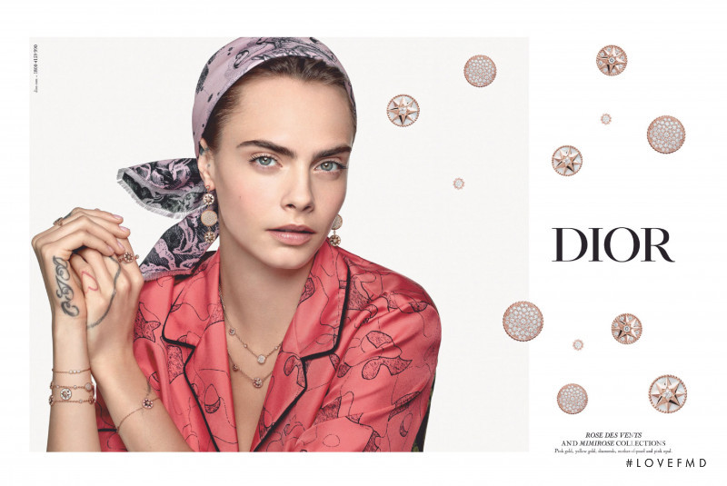 Cara Delevingne featured in  the Dior Fine Jewelery Rose Des Vents advertisement for Autumn/Winter 2021