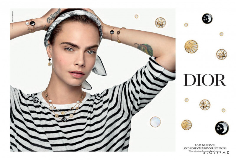 Cara Delevingne featured in  the Dior Fine Jewelery Rose Des Vents advertisement for Autumn/Winter 2021