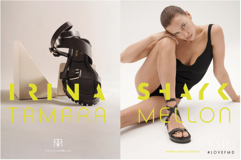 Irina Shayk featured in  the Tamara Mellon x Irina Shayk advertisement for Spring/Summer 2021