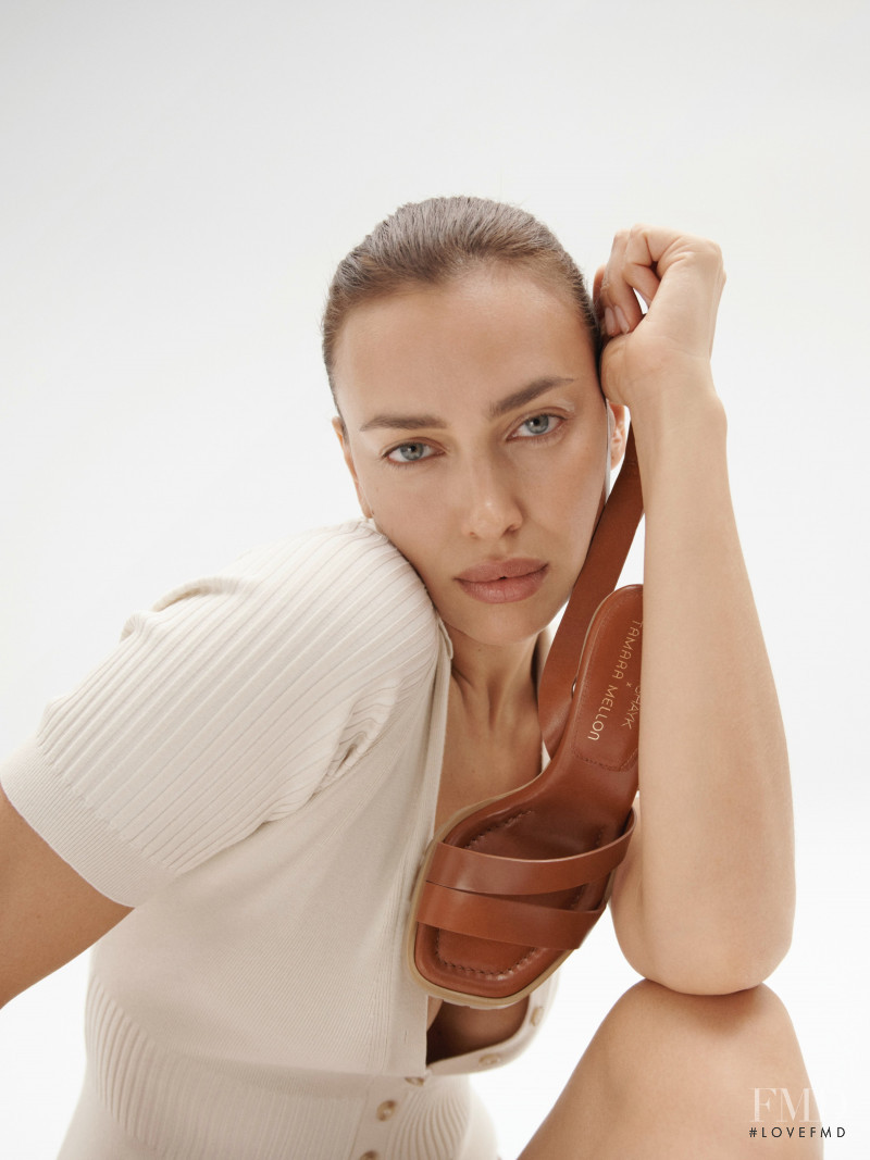 Irina Shayk featured in  the Tamara Mellon x Irina Shayk advertisement for Spring/Summer 2021