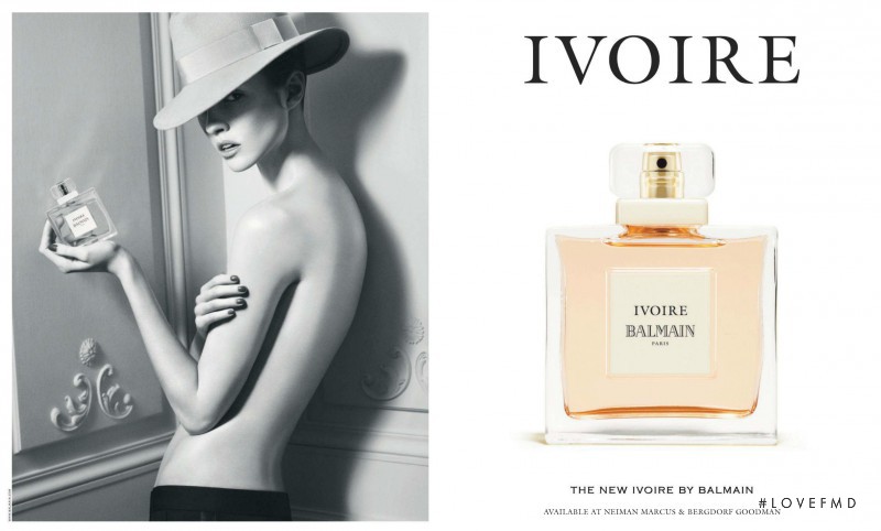 Julia Frauche featured in  the Balmain "Ivoire de Balmain" Fragrance advertisement for Autumn/Winter 2012