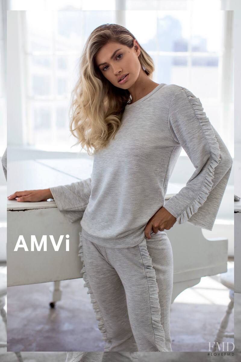 Maggie Rawlins featured in  the AMVi Collection advertisement for Spring/Summer 2018