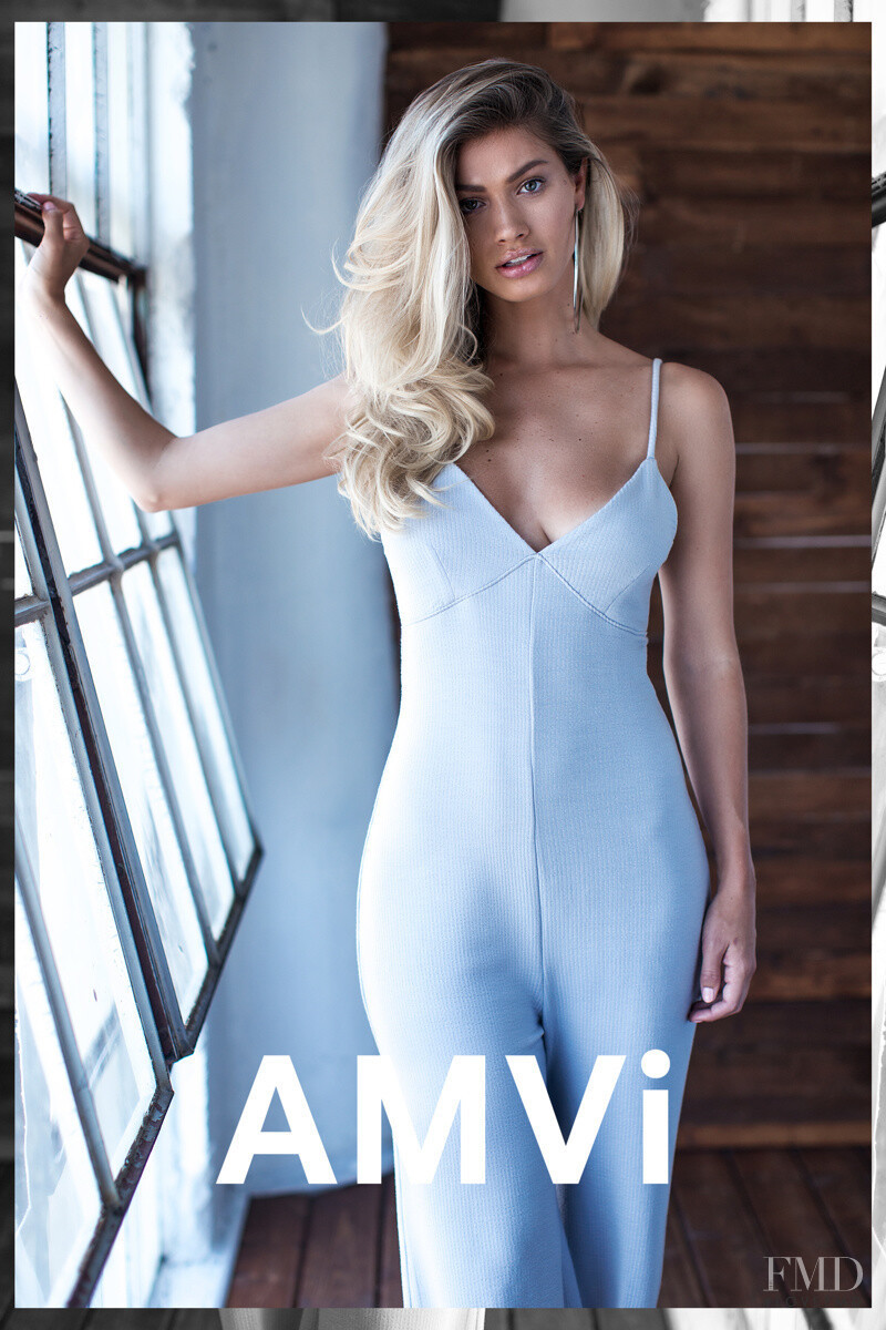Maggie Rawlins featured in  the AMVi Collection advertisement for Spring/Summer 2018