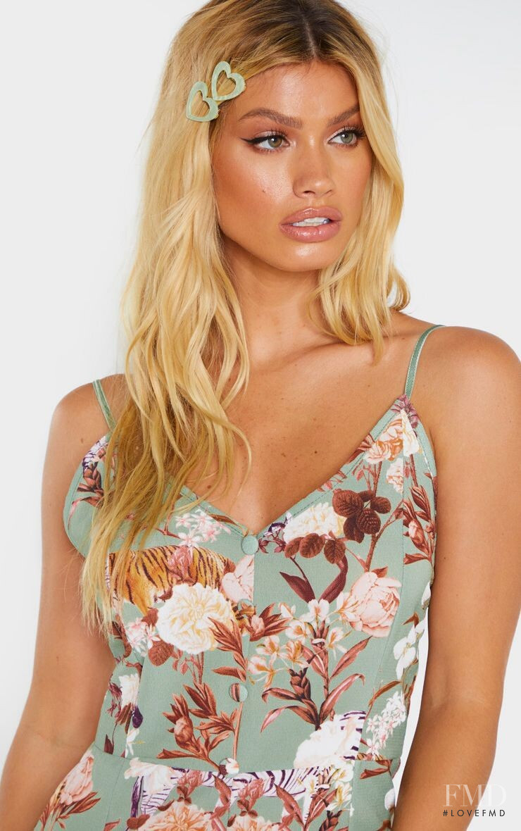 Maggie Rawlins featured in  the PrettyLittleThing catalogue for Summer 2019