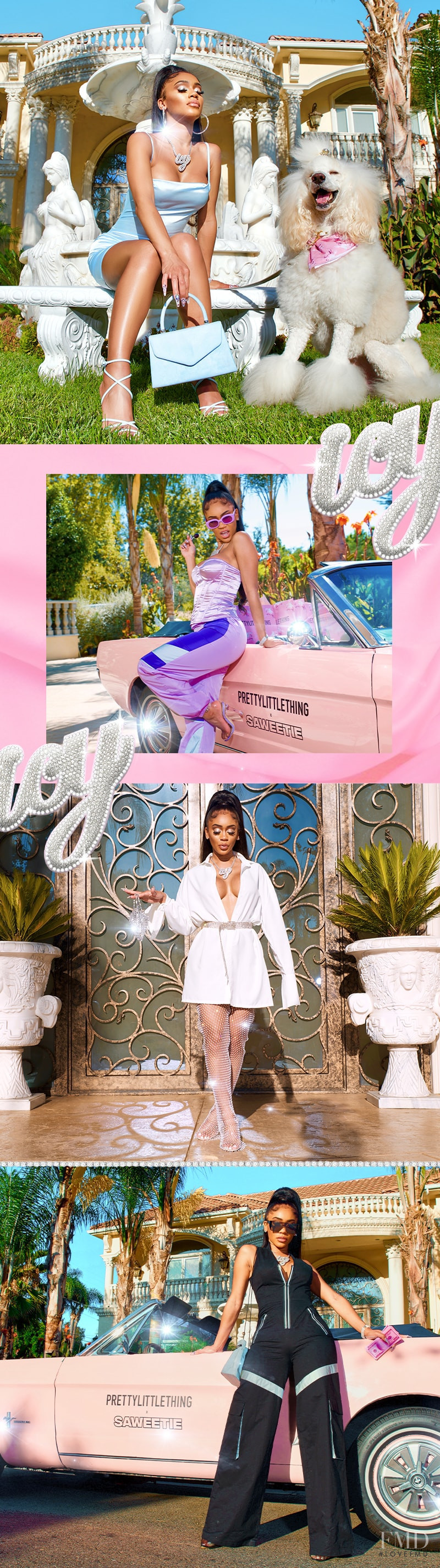 Maggie Rawlins featured in  the PrettyLittleThing Saweetie advertisement for Spring/Summer 2019