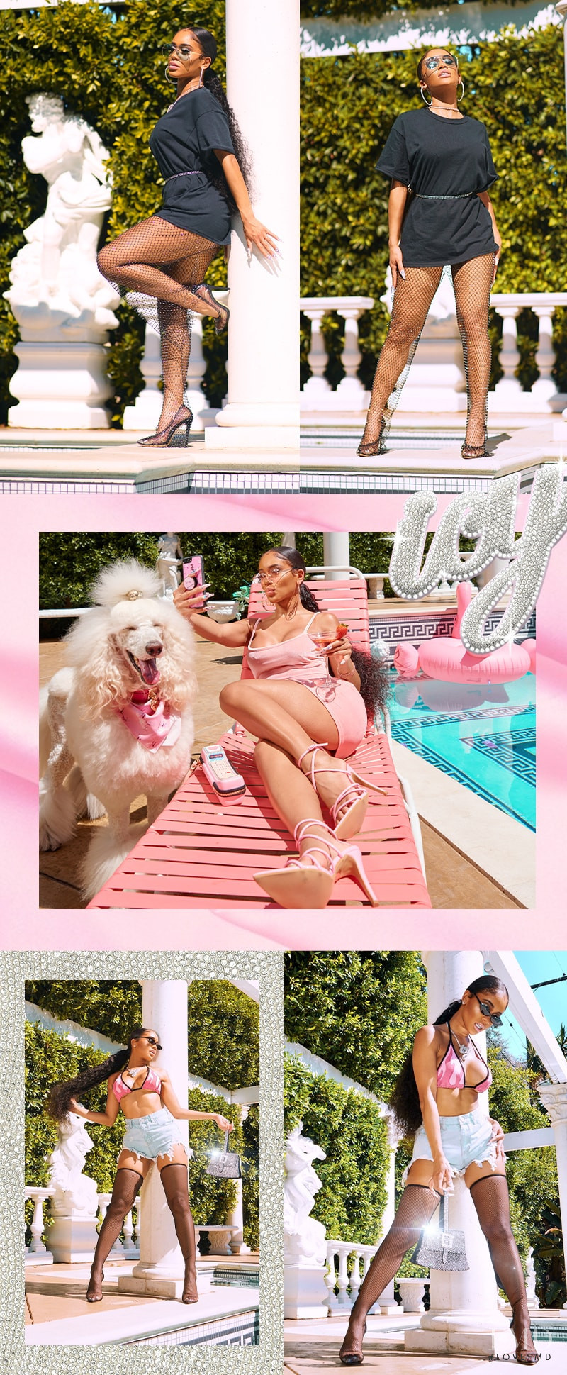 Maggie Rawlins featured in  the PrettyLittleThing Saweetie advertisement for Spring/Summer 2019