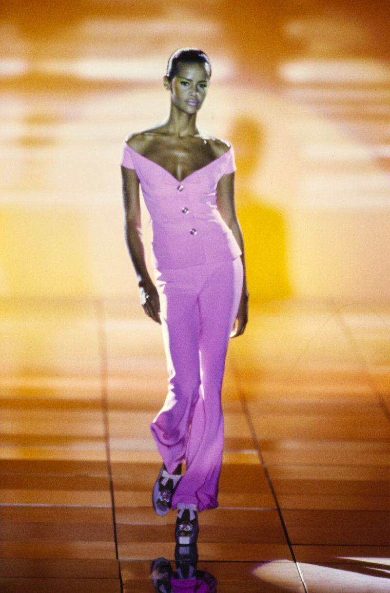 Nadege du Bospertus featured in  the Versace fashion show for Spring/Summer 1993