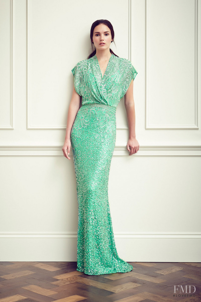 Amanda Ware featured in  the Jenny Packham lookbook for Resort 2015