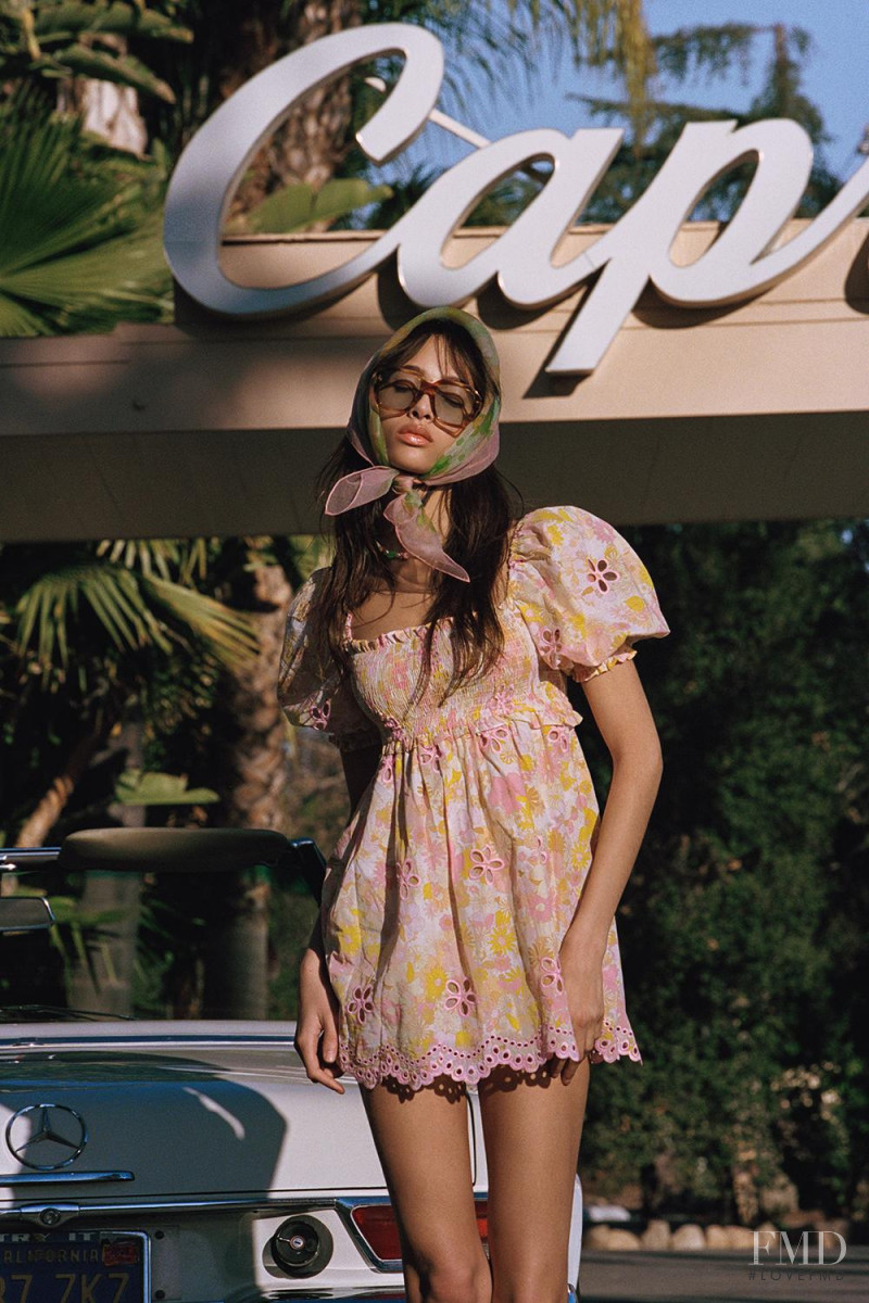 Yasmin Wijnaldum featured in  the For Love & Lemons lookbook for Spring 2021