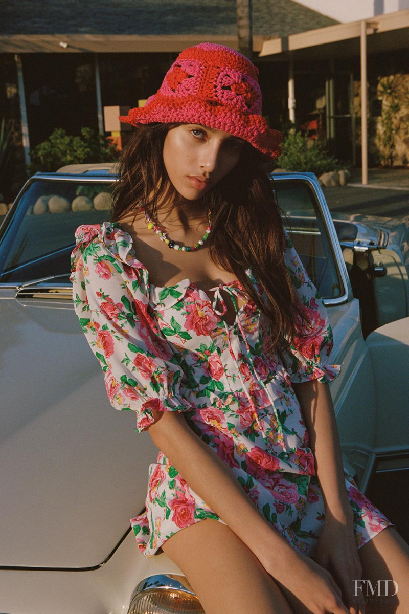 Yasmin Wijnaldum featured in  the For Love & Lemons lookbook for Spring 2021