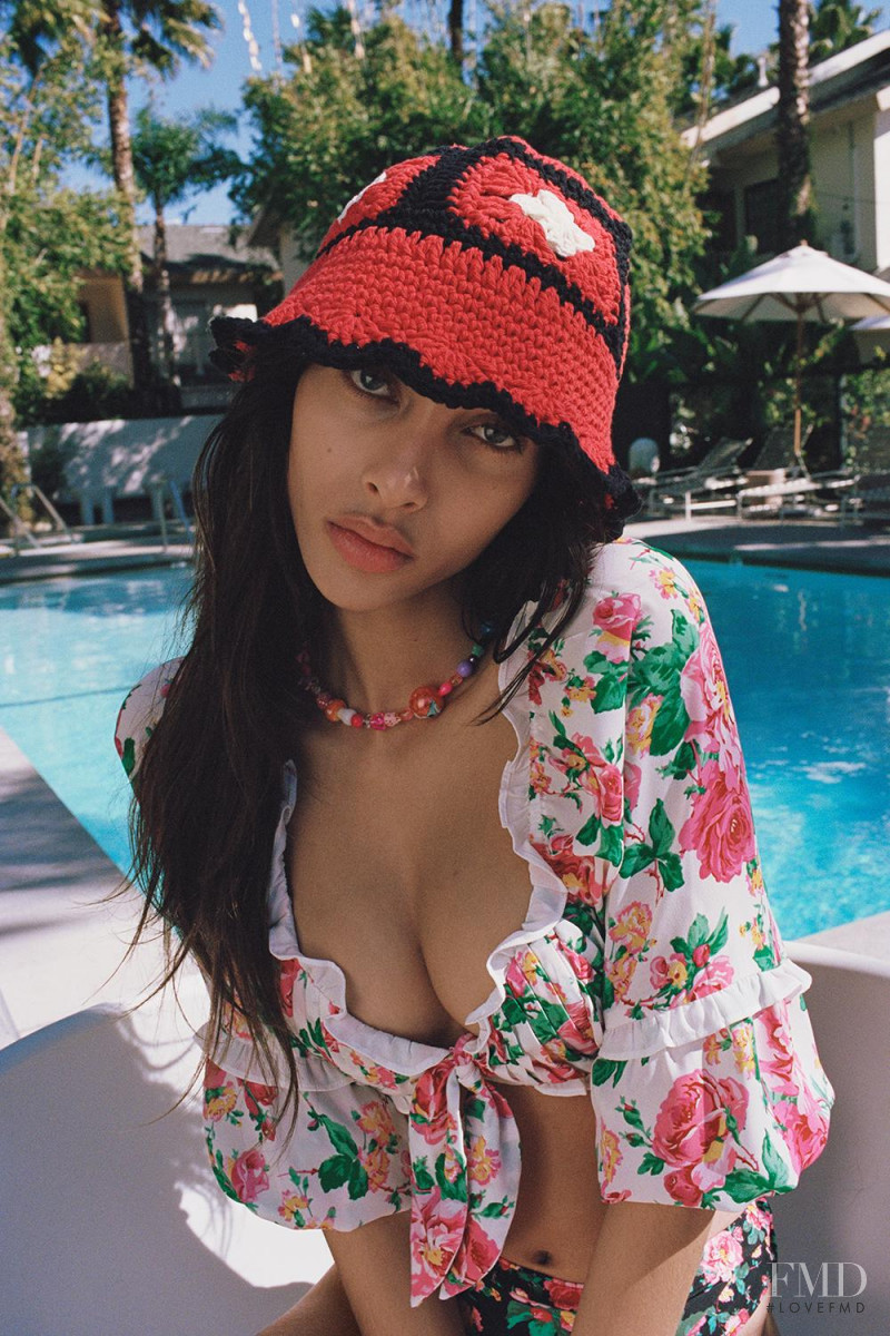 Yasmin Wijnaldum featured in  the For Love & Lemons lookbook for Spring 2021