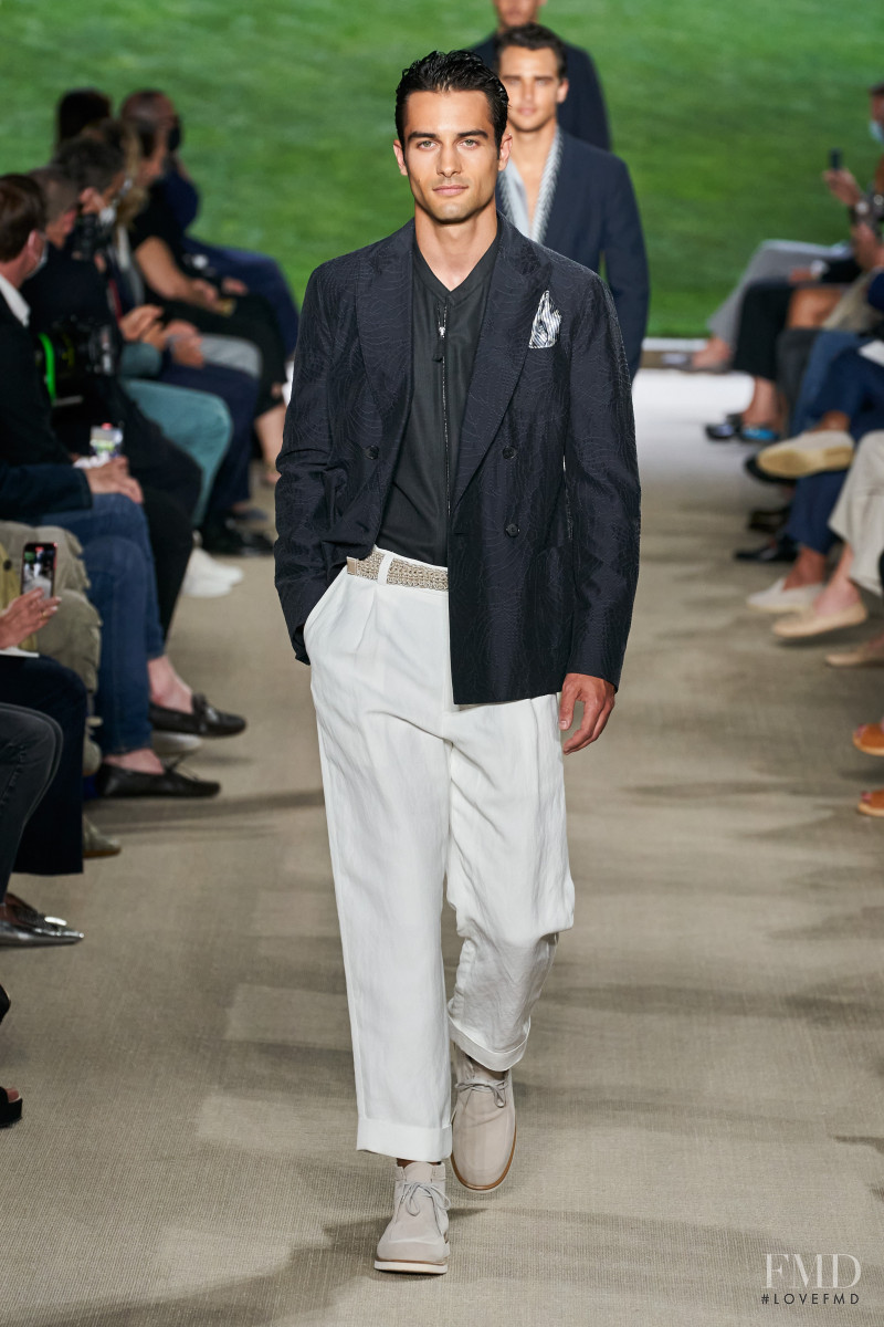 Aleksandar Rusic featured in  the Giorgio Armani fashion show for Spring/Summer 2022