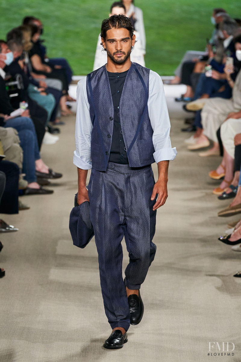 Marlon Teixeira featured in  the Giorgio Armani fashion show for Spring/Summer 2022