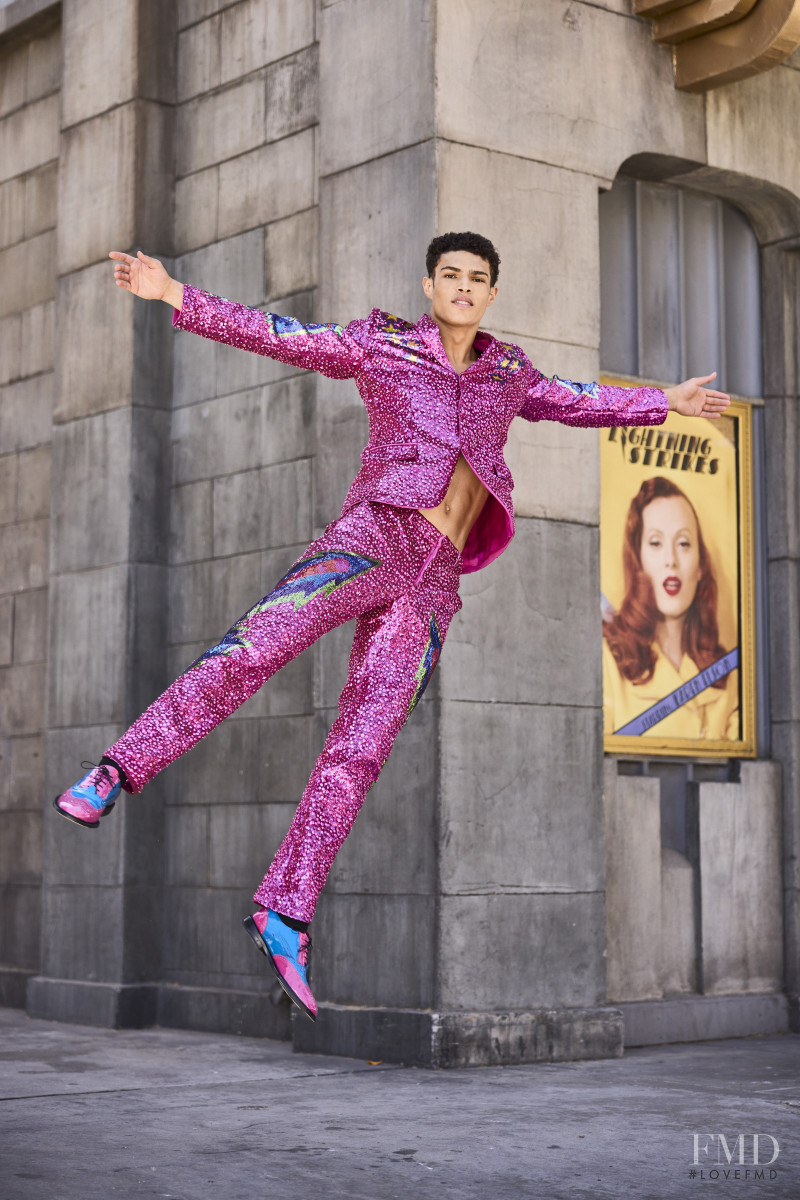 Noah Luis Brown featured in  the Moschino lookbook for Resort 2022