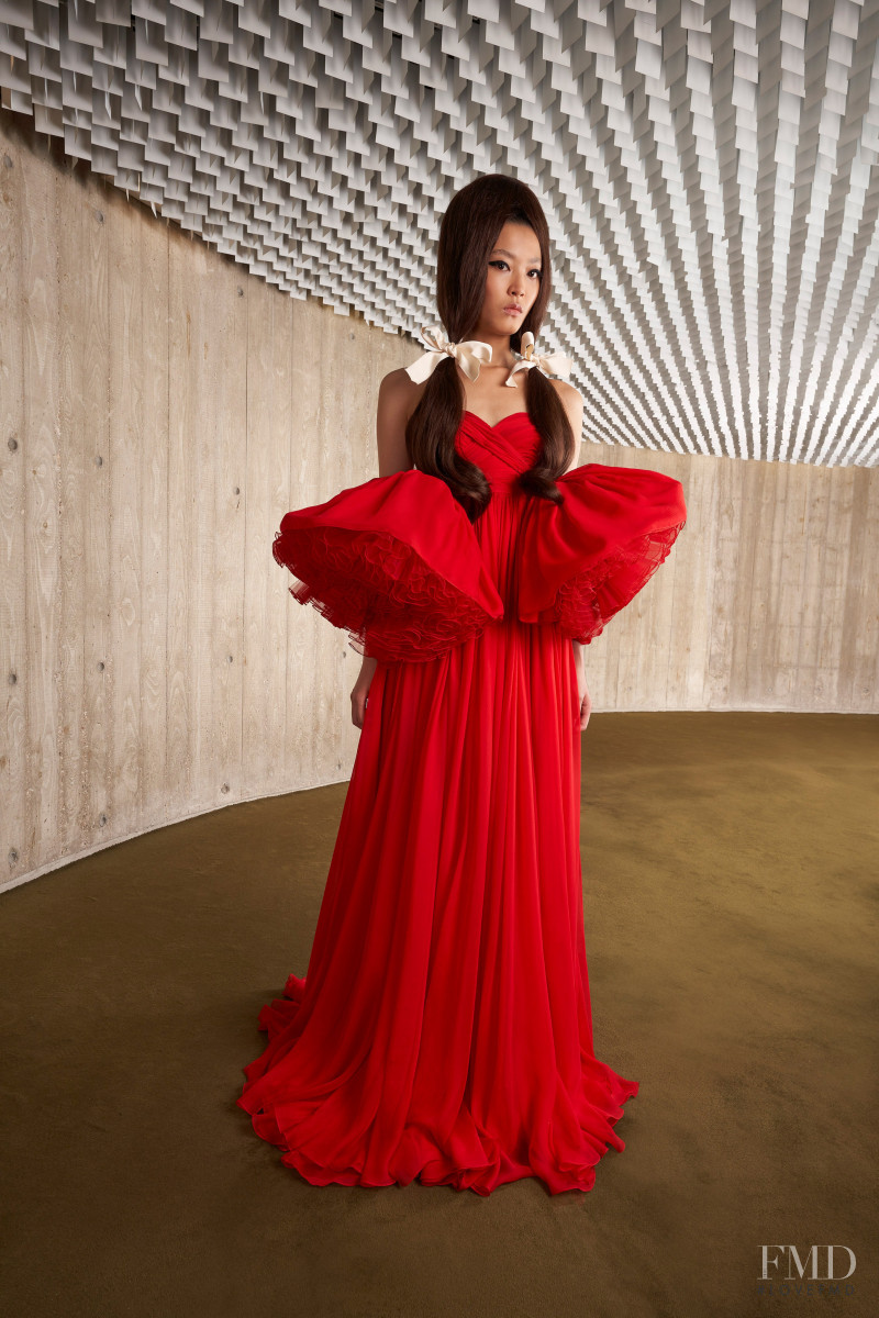 Amane Taniguchi featured in  the Giambattista Valli Haute Couture fashion show for Autumn/Winter 2021