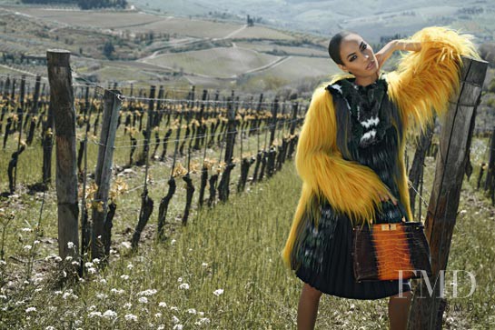 Joan Smalls featured in  the Fendi advertisement for Autumn/Winter 2012